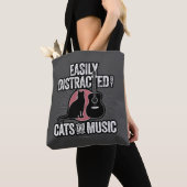 Eenvoudig verstoord door katten en muziek tote bag (Dichtbij)
