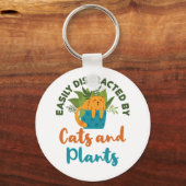Eenvoudig verstoord door katten en Planten Sleutelhanger (Voorkant)
