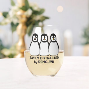 Eenvoudig verstoord door pinguïns wijnglas zonder voet