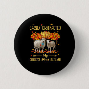 Eenvoudig verstoord door schapen en herfst Herfst Ronde Button 5,7 Cm