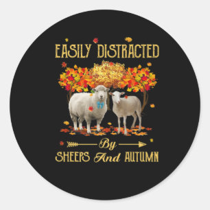 Eenvoudig verstoord door schapen en herfst Herfst Ronde Sticker
