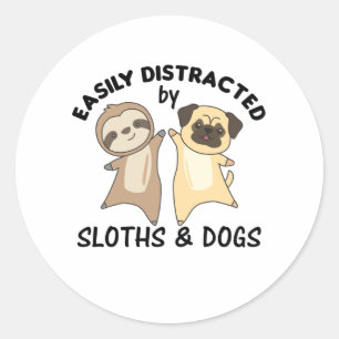 Eenvoudig verstoord door sleuven en Honden Pug Ronde Sticker