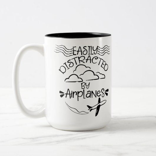Eenvoudig verstoord door vliegtuigexploitant Pilot Tweekleurige Koffiemok (Links)