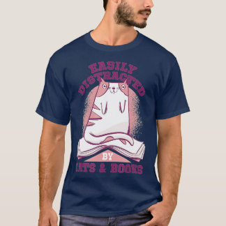 Eenvoudig verstoorde katten- en boekenkattenliefhe t-shirt