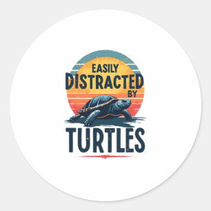 Eenvoudig verstoorde schildpad door Zee Vintage Ki Ronde Sticker