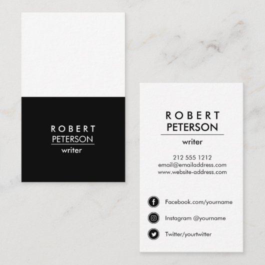 Eenvoudig verticaal modern Minimaal Sociaal mediap Visitekaartje (Voorkant / Achterkant)