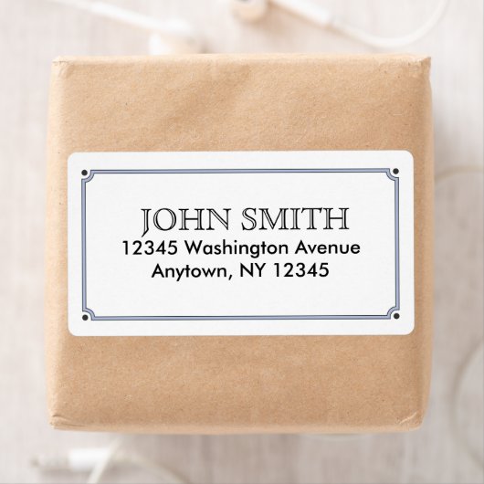 Eenvoudig verzendlabel met blauwe rand (Insitu)