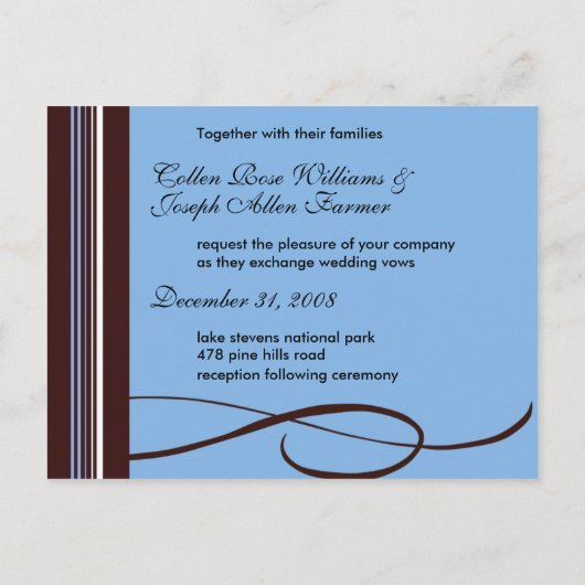 Eenvoudig verzonden uitnodiging (Achterkant)