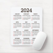 Eenvoudig Vet 2024 Jaar in een oogopslag Kalender Muismat (Met muis)