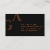 Eenvoudig vet diep zwart koper modern Sophisticate Visitekaartje (Achterkant)
