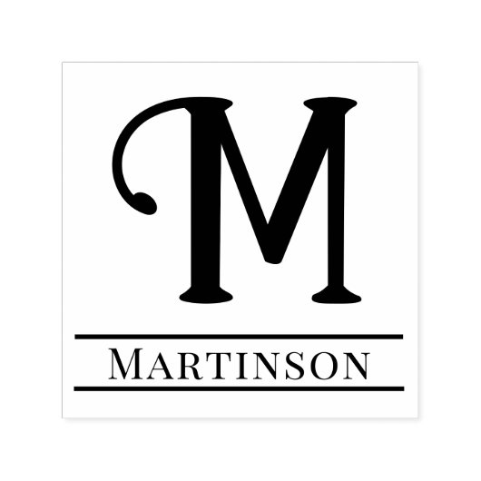 Eenvoudig Vet Enig Initiaal Monogram Naam #10 Zelfinktende Stempel (Design)