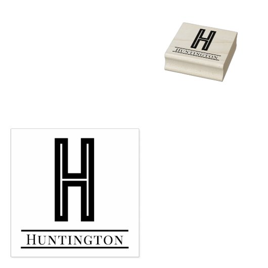 Eenvoudig Vet Enig Initiaal Monogram Naam #12 Rubberstempel (Gestempeld)