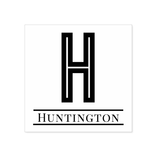 Eenvoudig Vet Enig Initiaal Monogram Naam #12 Rubberstempel (Afrduk)