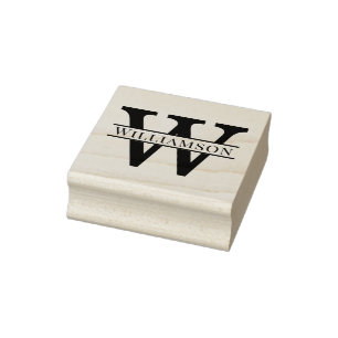 Eenvoudig Vet Enig Initiaal Monogram Naam #1 Rubberstempel