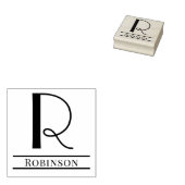 Eenvoudig Vet Enig Initiaal Monogram Naam #7 Rubberstempel (Gestempeld)