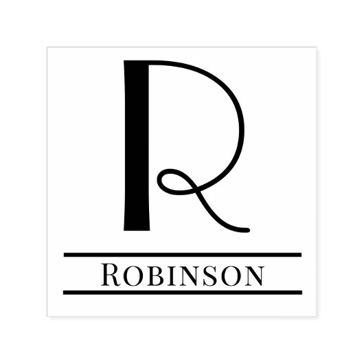 Eenvoudig Vet Enig Initiaal Monogram Naam #7 Zelfinktende Stempel (Design)