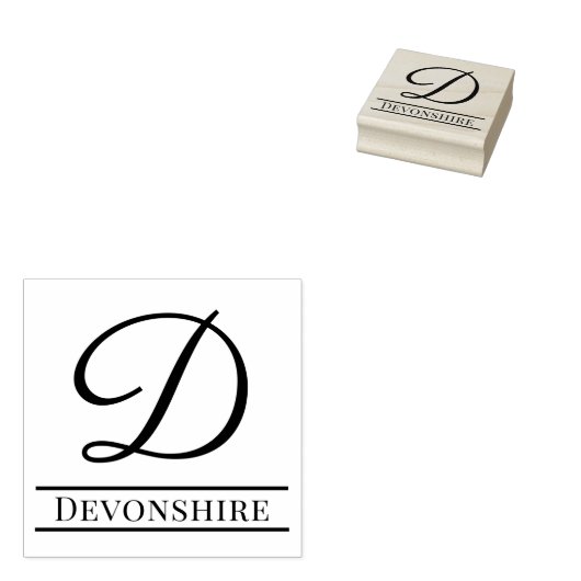 Eenvoudig Vet Enig Initiaal Monogram Naam #8 Rubberstempel (Gestempeld)