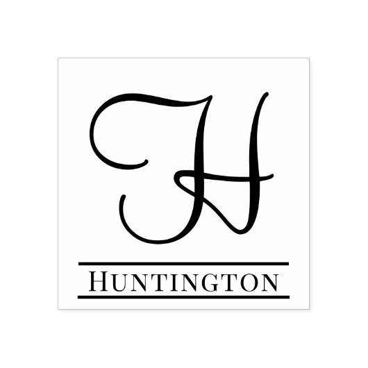 Eenvoudig Vet Enig Initiaal Monogram Naam #9 Rubberstempel (Afrduk)