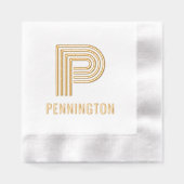 Eenvoudig Vet Enkelvoudig Initiaal Monogram en Naa Folie Servetten (Voorkant)