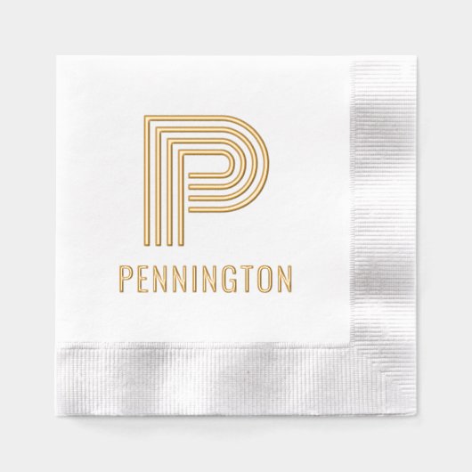 Eenvoudig Vet Enkelvoudig Initiaal Monogram en Naa Folie Servetten (Voorkant)