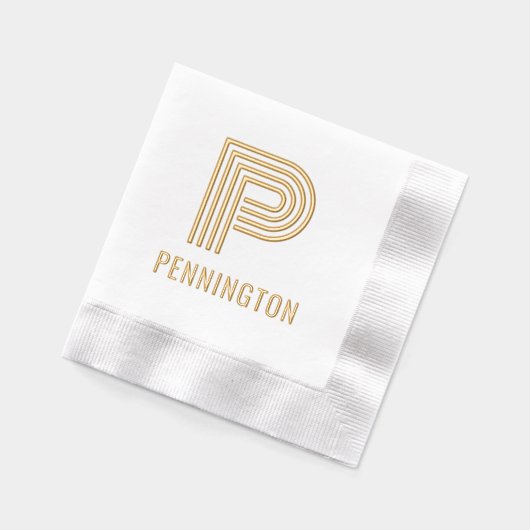 Eenvoudig Vet Enkelvoudig Initiaal Monogram en Naa Folie Servetten (Links)