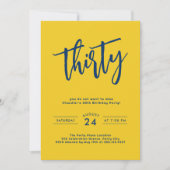 Eenvoudig Vet Geel 30e Verjaardagsfeest Kaart (Voorkant)