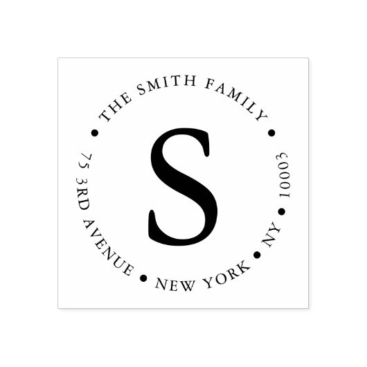 Eenvoudig vet gemonogram rond retouradres rubberstempel (Afrduk)