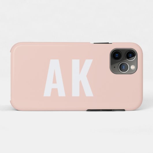Eenvoudig vet Initiaal Monogram zwart roze Case-Mate iPhone Case (Achterkant (horizontaal))