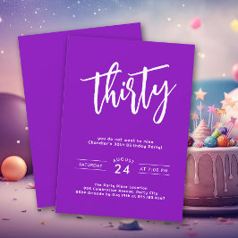 Eenvoudig vet Paarse kleurrijke 30ste verjaardagsf Kaart