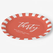 Eenvoudig vet Sinaasappel en wit 30e verjaardagsfe Papieren Bordje (Gekanteld)