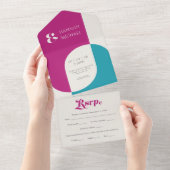 Eenvoudig vet Vintage magenta All In One Uitnodiging (Afscheurbaar)