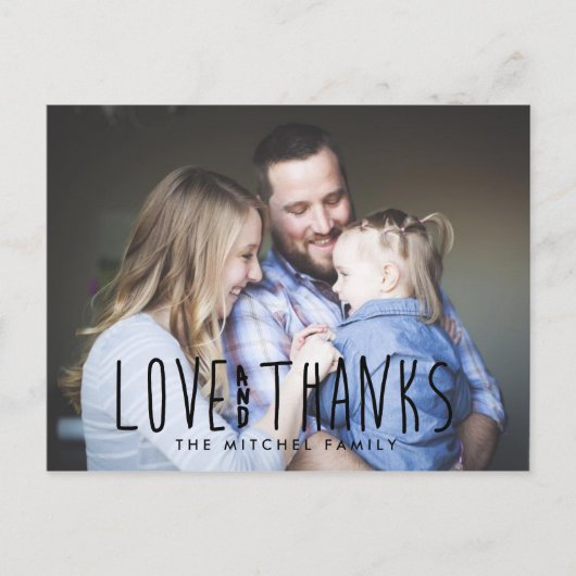 Eenvoudig Vet & Zwart | Dank u Foto Briefkaart (Voorkant)