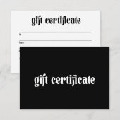 Eenvoudig Vet Zwart Modern Business Cadeaubon (Voorkant / Achterkant)