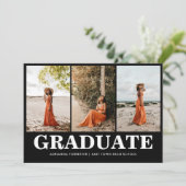 Eenvoudig vet zwart script | Afstuderen fotocollag Kaart (Staand voorkant)