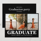 Eenvoudig vet zwart script | Afstuderen fotocollag Kaart (Voorkant / Achterkant)