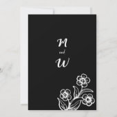 Eenvoudig vet zwart wit typografie bloemenbruiloft kaart (Achterkant)