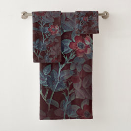 Eenvoudig  Victoriaans rood-Floral ontwerp | Bad Handdoek
