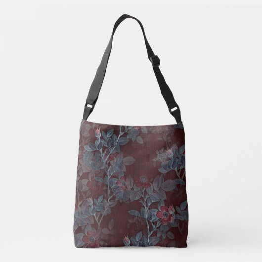 Eenvoudig  Victoriaans rood-Floral ontwerp | Crossbody Tas (Achterkant)