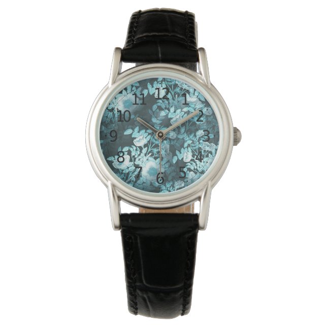 Eenvoudig  Victoriaans wit bloemontwerp | Horloge (Voorkant)