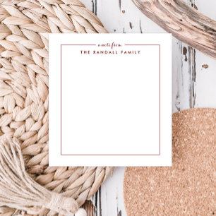 Eenvoudig vierkant baksteen rood gepersonaliseerd  notitieblok