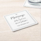 Eenvoudig vierkant grijs & wit ontwerp kartonnen onderzetters (Schuin)