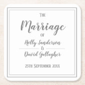 Eenvoudig vierkant grijs & wit ontwerp kartonnen onderzetters (Voorkant)