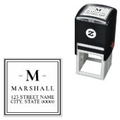 Eenvoudig vierkant monogram retouradres zelfinktende stempel (In situ)