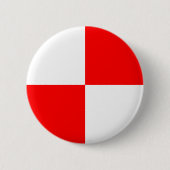Eenvoudig vierkant rood wit vinkpatroon ronde button 5,7 cm (Voorkant)