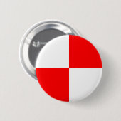 Eenvoudig vierkant rood wit vinkpatroon ronde button 5,7 cm (Voorkant /achterkant)