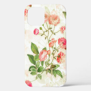 Eenvoudig Vintage Victoriaans Roze Bloemmotief   iPhone 12 Pro Hoesje