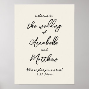Eenvoudig Vintage Whimsical Huwelijks Welkom Bord Poster