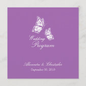 Eenvoudig Violet Butterflies Wedding Programme Programmakaart (Voorkant)