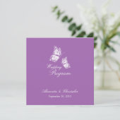 Eenvoudig Violet Butterflies Wedding Programme Programmakaart (Staand voorkant)