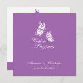 Eenvoudig Violet Butterflies Wedding Programme Programmakaart (Voorkant / Achterkant)